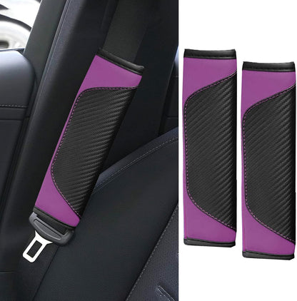 2PCS Car Seat Belt Cover Pad, Soft Carbon Fiber Leather Seatbelt Shoulder Protector for a More Comfortable Driving, Universal Safety Belt Strap Cover to Protect Your Neck (Blue)