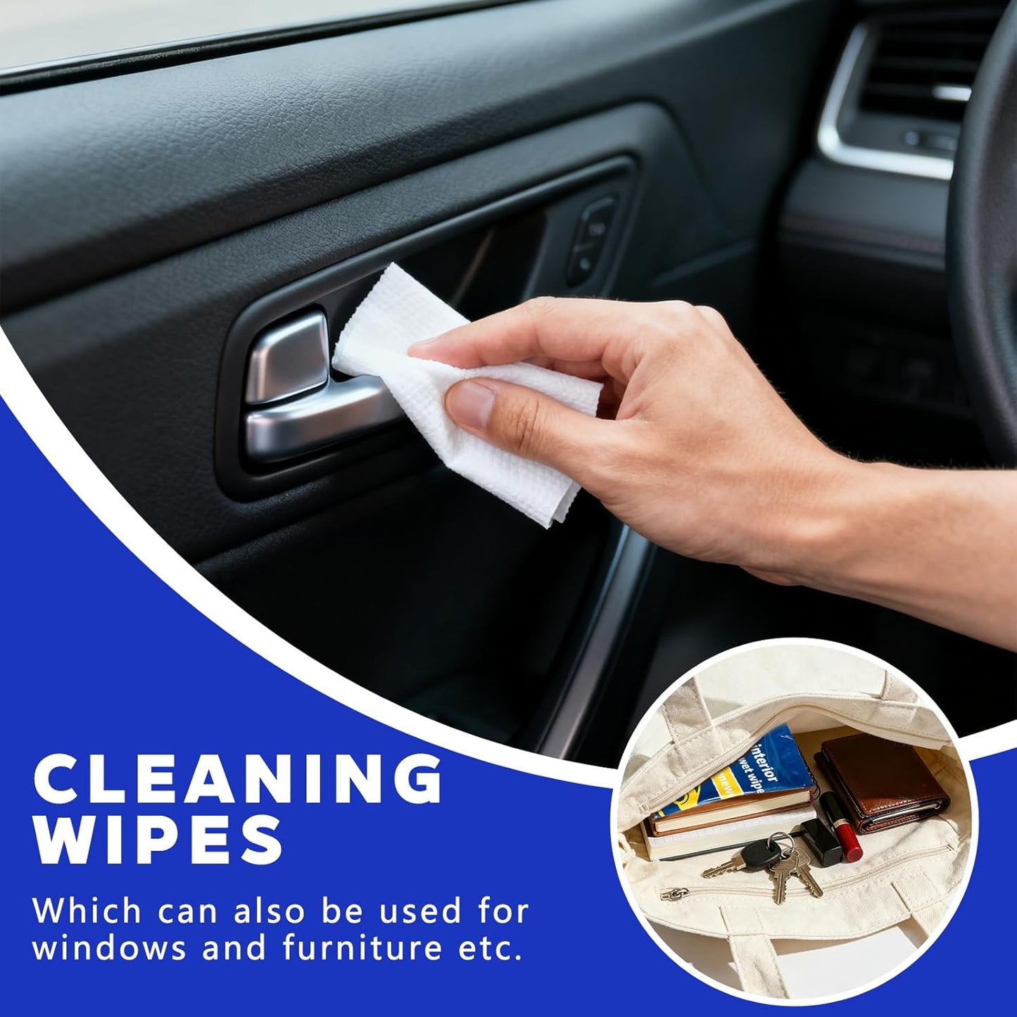 Dashboard Wipes, Car Interior Protectant, Car Protectant Wipes, Car Interior Cleaning Wet Wipes, 60 Count