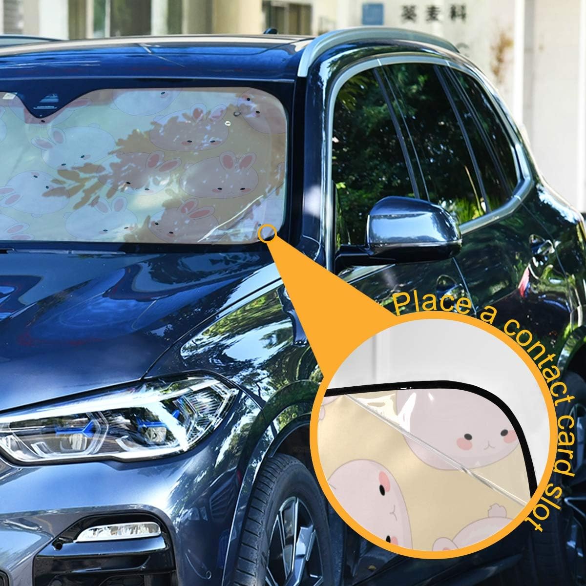 Black Leopard Car Windshield Sun Shade Animal Skin Print Foldable UV Ray Sun Visor Protector Sunshade to Keep Your Vehicle Cool (51" x 27.6")