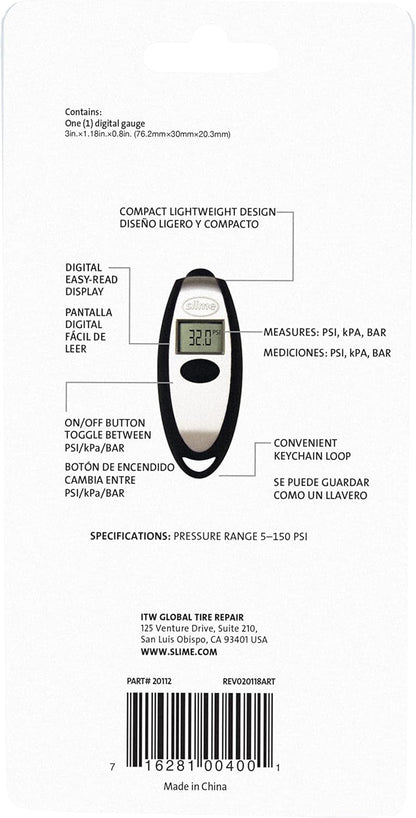 Slime 20049 Tire Pressure Gauge, Large Face Dial Analogue Gauge, 5-60 PSI