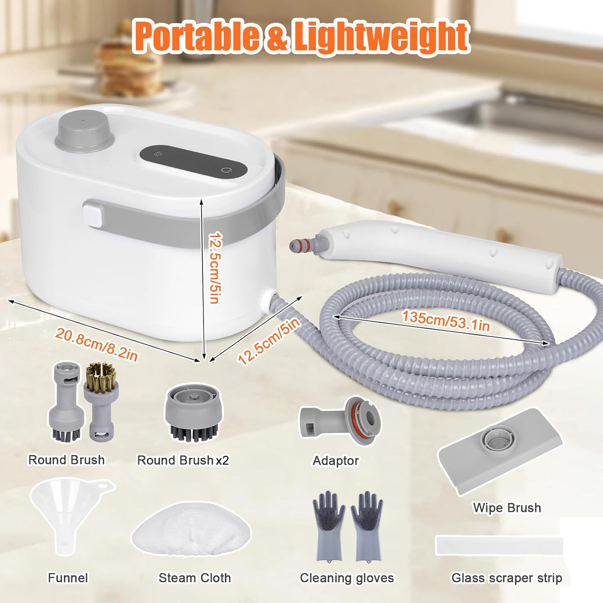 Foandbevi 7 in 1 Steam Cleaner 2500W High Pressure Steamer for Cleaning, Car Steamer Handheld Steam Cleaner for Home Use, Hardwood Floor Steam Cleaner for Upholstery, Kitchen, Bathroom, Grout