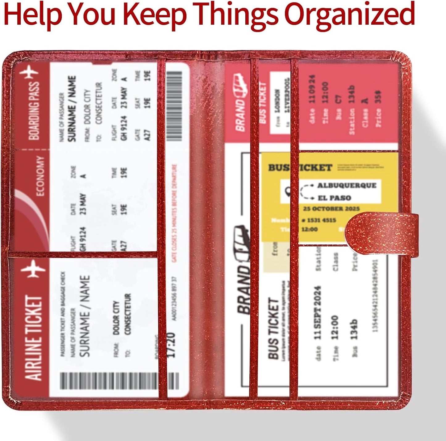 Car Registration and Insurance Card Holder - Leather Vehicle Glove Box Automobile Documents Paperwork Wallet Case Organizer for ID, Driver's License, Key, Cards - Car Accessories for Women&Men