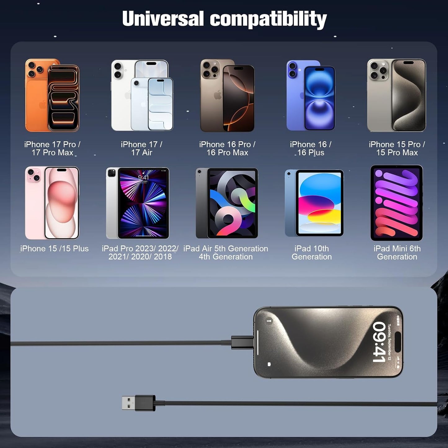 Car Carplay Cable for iPhone 17/16/15,iPhone 16/15 Plus17/16/15 Pro 17/16/15Pro Max charger ,USB A to USB C for Carplay USB C Cord, iPad USB C Cable 10th, iPad Air Car Charger Cable Cord 3FT (White)
