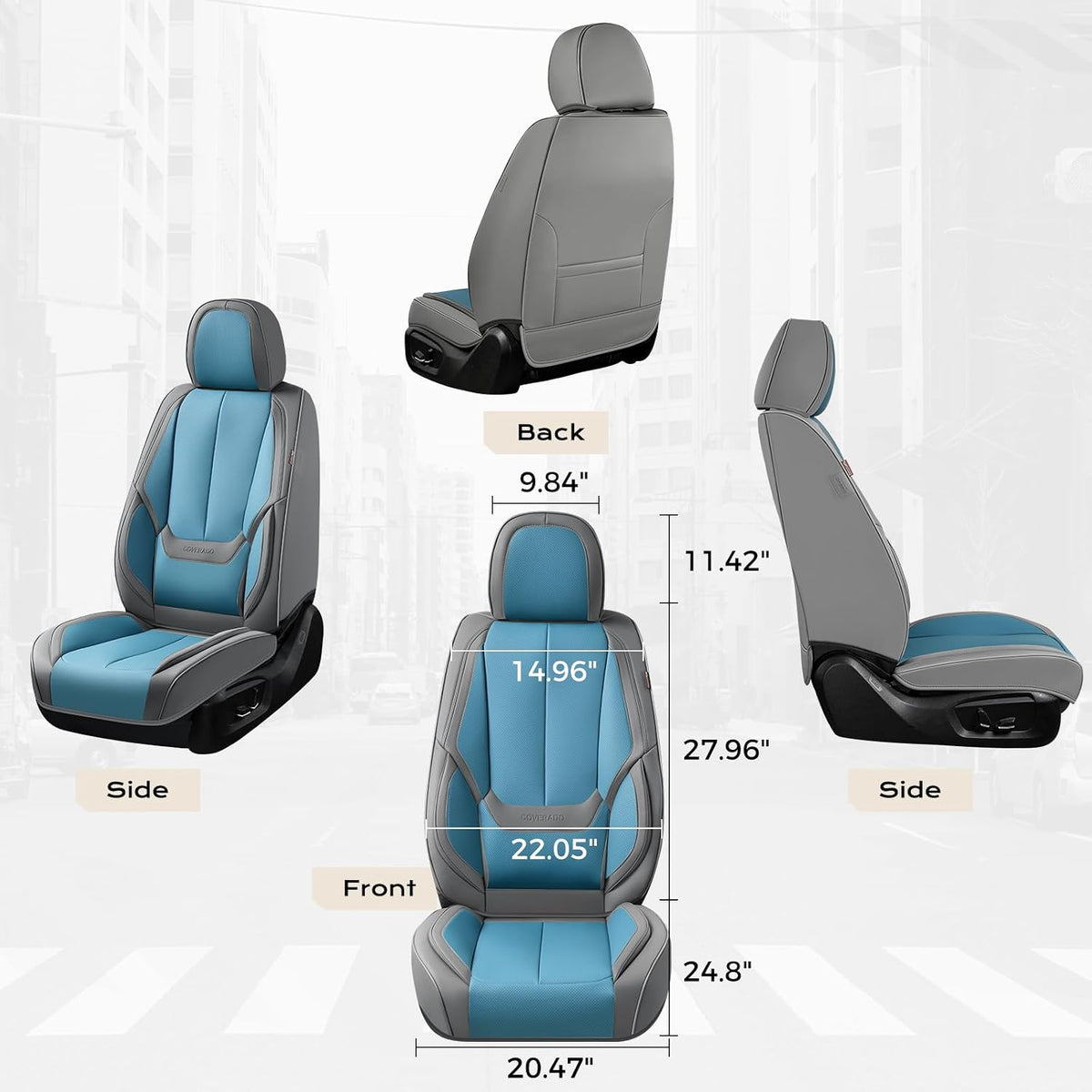 Coverado Seat Covers Full Set, Black Seat Covers for Cars 5 Seats, Car Seat Protector, Waterproof Nappa Leather Car Seat Cushion, Front and Rear Car Seat Cover Fit for Most Sedans SUV Pick-up Truck - Colors B