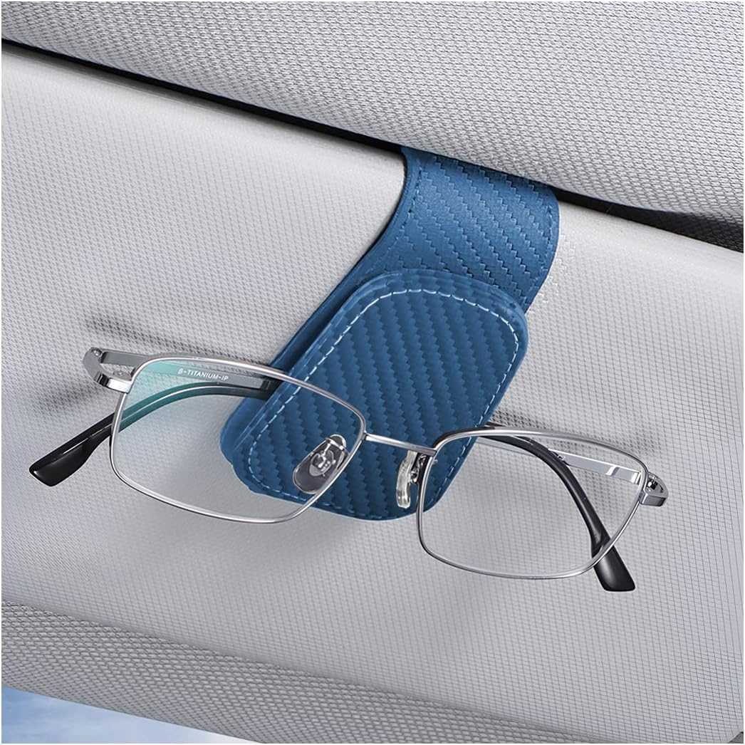 AICEL Sunglasses Holders for Car Sun Visor, Leather Eyeglasses Hanger Mounter, Magnetic Glasses Holder and Ticket Card Clip, Auto Interior Accessories Universal for SUV Pickup Truck