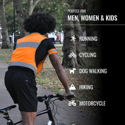 Reflective Running Vest with Pocket & 2 Bands, High-Visibility