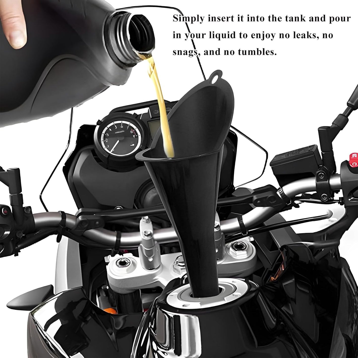 Oil Funnel, Multi-Purpose Plastic Long Neck Oil Funnel, Automotive Use Funnels for Filling Oils Lubricants Water Diesel, Kitchen Funnels for Filling Bottles Jars (Black)