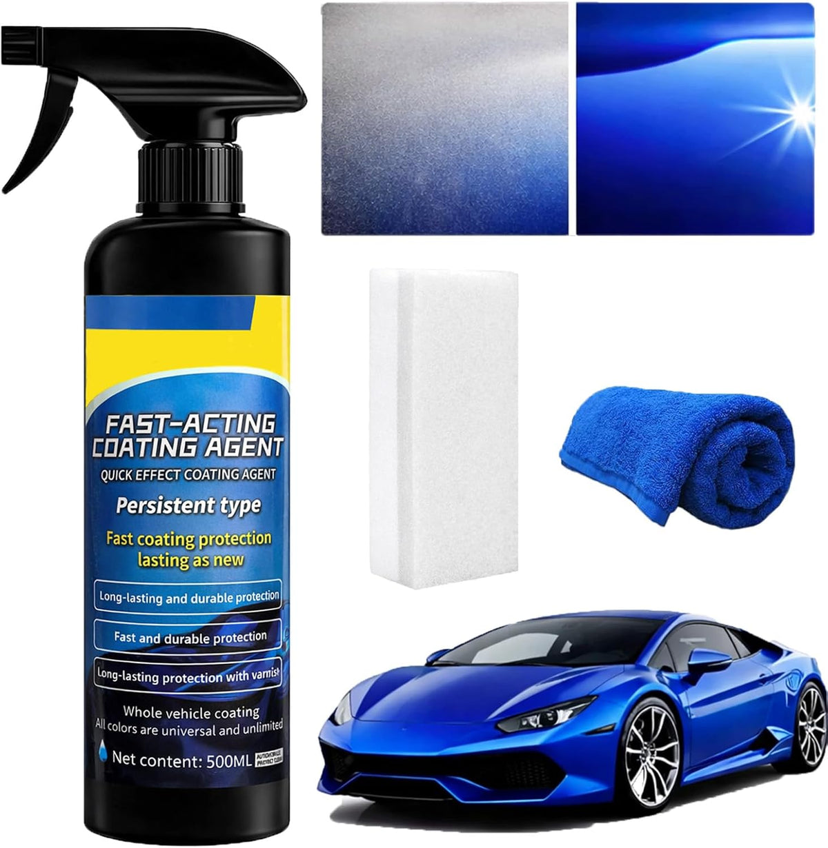Quick Effect Coating Agent for Cars, 2026 Upgrade Nano Quick Coat Restore Spray, Car Nano Ceramic Coating Spray, Extremely Hydrophobic & High Gloss Shine (16.9 floz)