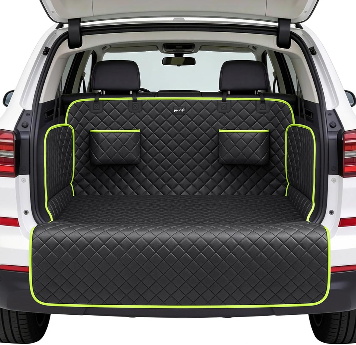 SUV Cargo Liner for Dogs, Upgraded Scratch-proof Leather 14.17" Heightened Side Flaps, 53.15" x40.55" Waterproof Non-Slip Trunk Liner with Bumper Flap, Universal Fit for SUVs Sedans Vans 3-Row SUV