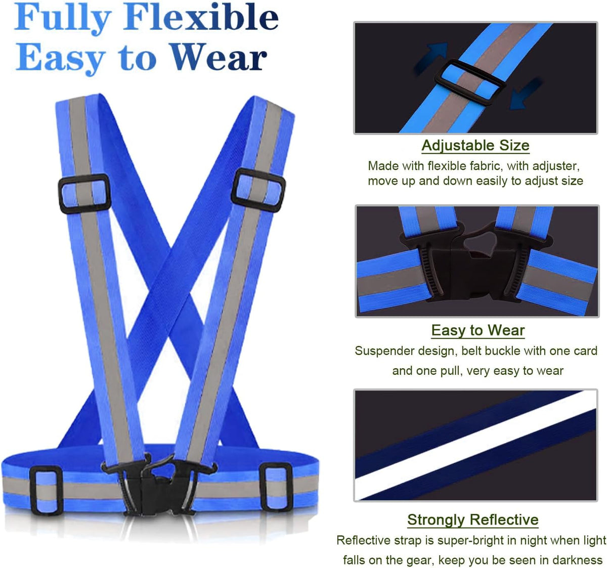 Reflective Vest Running Gear, 2Pack High Visible Safety VES for Cycling Jogging Running Walking, Adjustable for Men Women