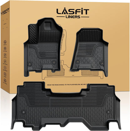 LASFIT Floor Mats for 2019-2025 2026 Ram 2500/3500 Crew Cab Bucket Seat for Carpet & Vinyl Floor (NOT fit Model with PTO Kit), All Weather TPE Custom Fit Car Mats Floor Liners 1st & 2nd Row, Black