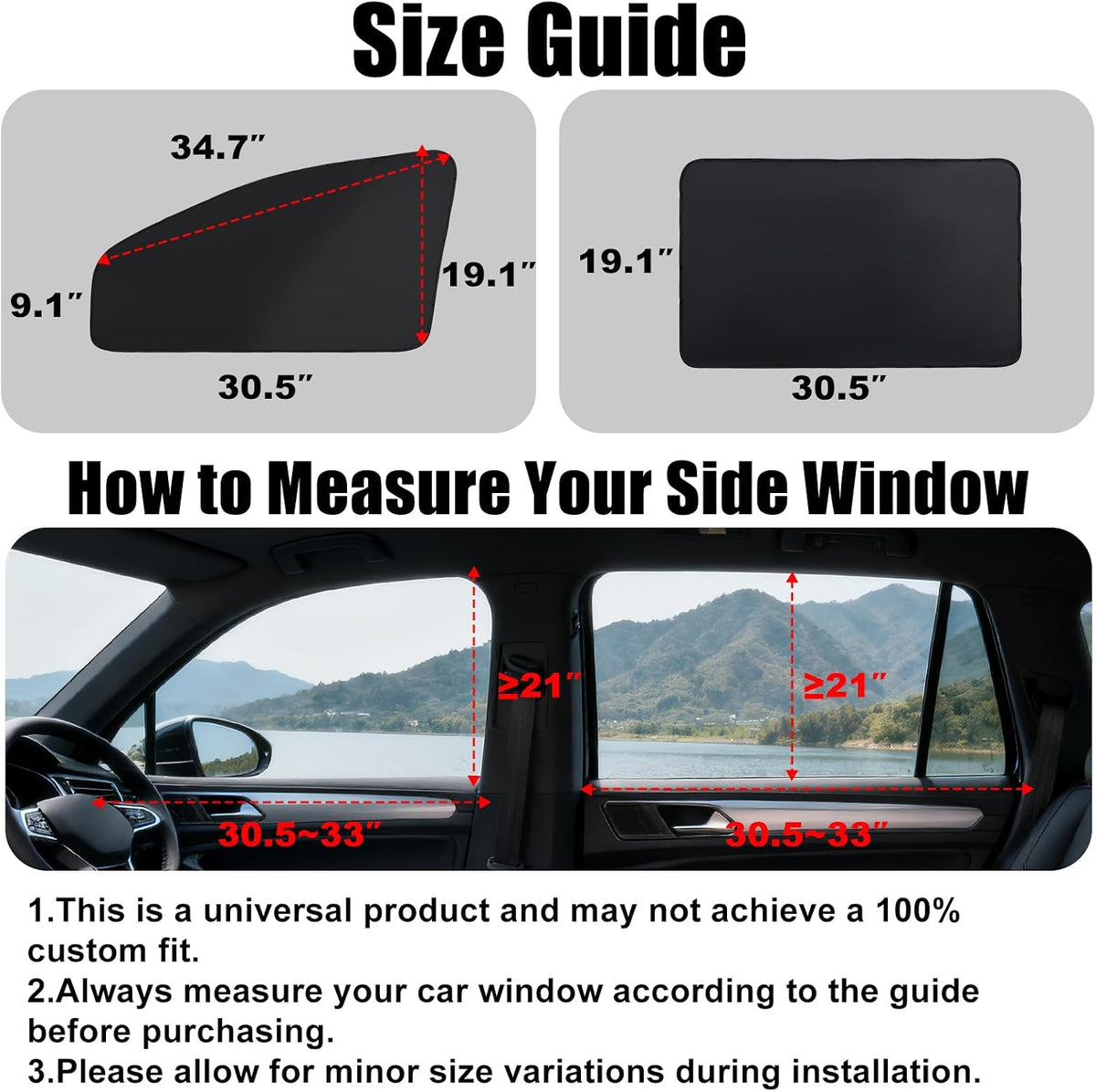 XCBYT Car Window Shades - 4 Pcs Car Privacy Curtains - 100% Block Light Car Window Covers - Magnetic Side Window Sun Shade Keeps Cooler for Breastfeeding, Taking a nap, Changing Clothes, Camping