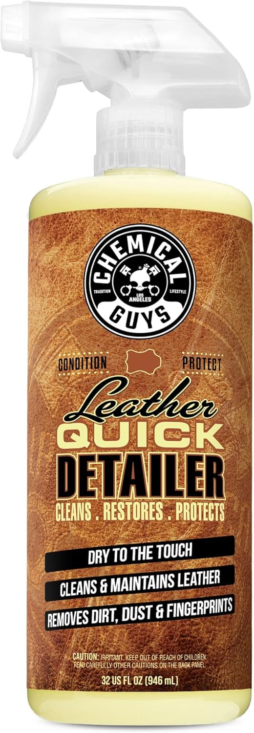 Chemical Guys Leather Quick Detailer - Interior Cleaner and Conditioner for Natural, Synthetic, Pleather, and More, Safe for Car Seats, Furniture, Apparel, Shoes & Boots, Leather Scented - 16 fl oz