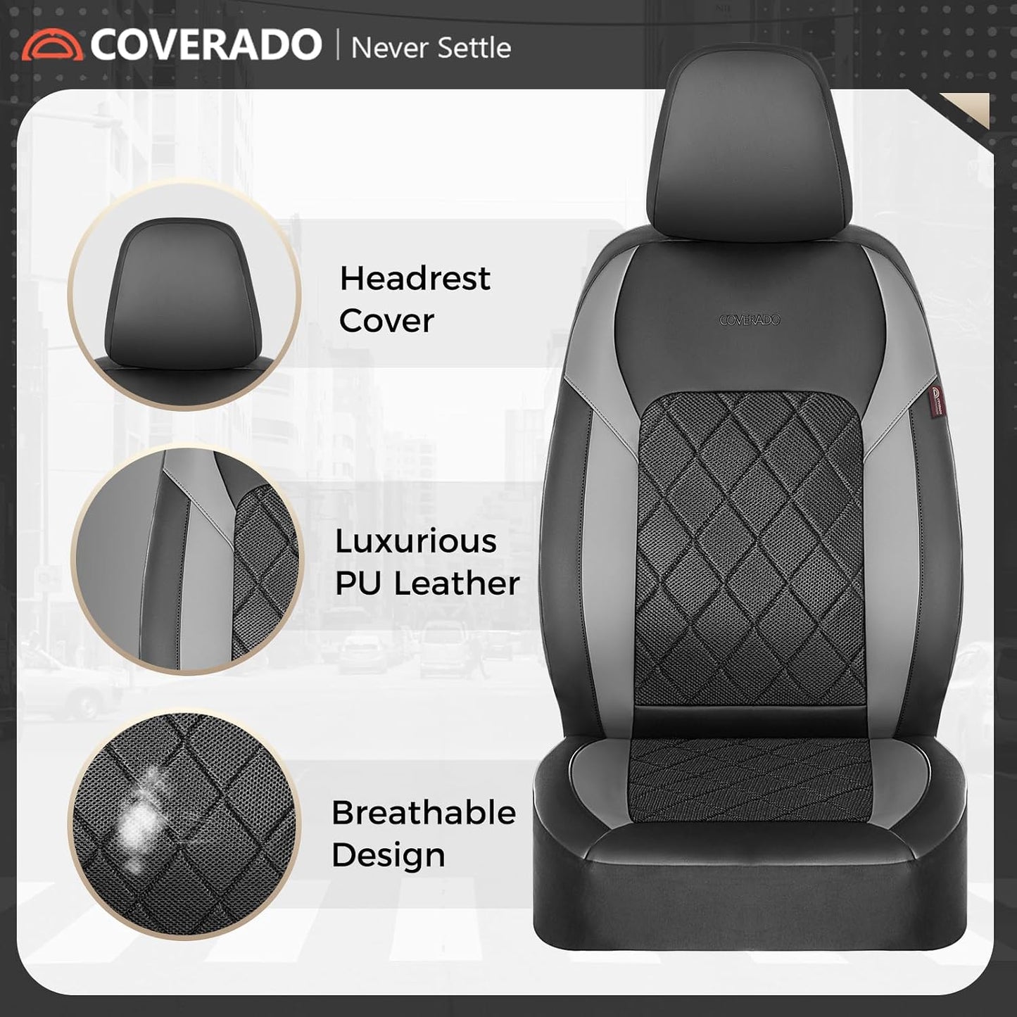 Coverado Car Seat Covers, Seat Covers Full Set, 5 Seats Automotive Seat Cover, Mesh Breathable Seat Protectors, Universal Fit for Most Cars