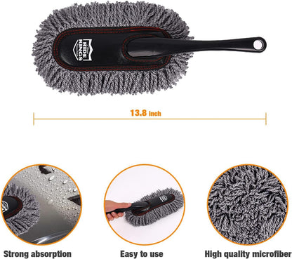 Car Duster Exterior Scratch Free,Car Dusters Extendable Handle Cleaning Exterior,Detailing Brush Kit for Truck,SUV,Caravan,Motorcycle,Wax Cotton Fabric,Waterless Wash Equipment