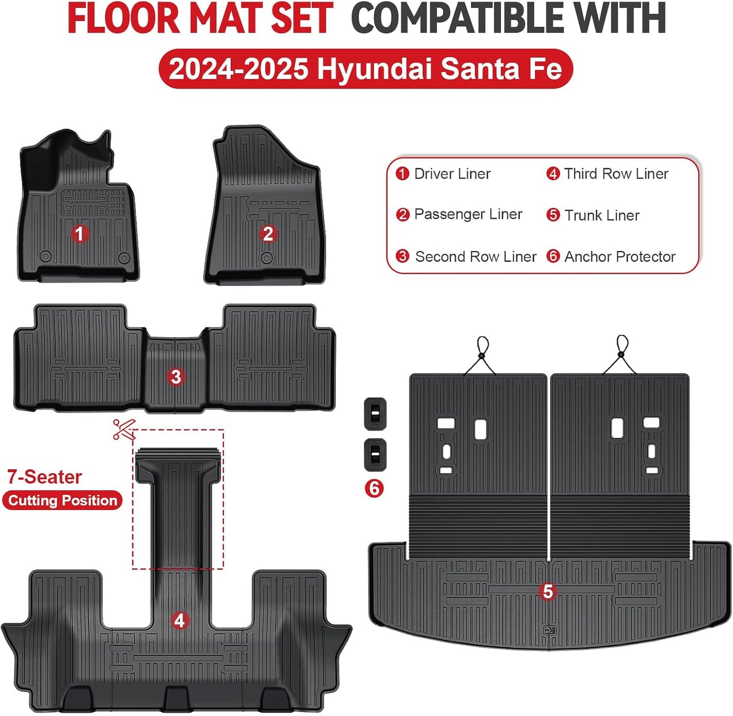 Floor Mats for Hyundai Elantra Gas 2021-2026, All Weather Floor Mats Trunk Cargo Liner and Door Sill Guards Accessories, Full Coverage Set (Not fit Hybrid Models)