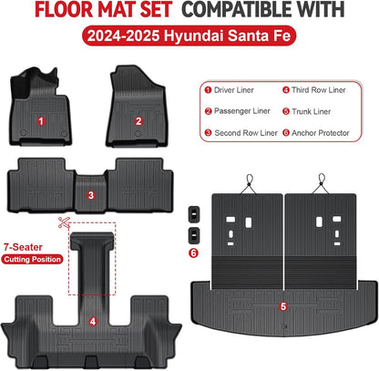 Floor Mats for Hyundai Elantra Gas 2021-2026, All Weather Floor Mats Trunk Cargo Liner and Door Sill Guards Accessories, Full Coverage Set (Not fit Hybrid Models)