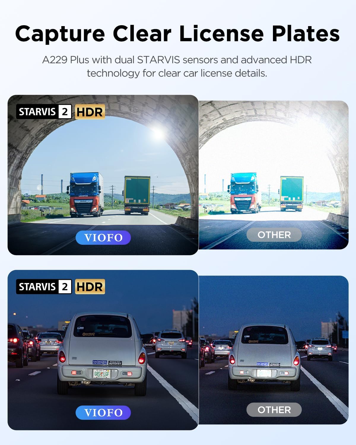 VIOFO A229 Plus Dash Cam Front and Rear, Dual STARVIS 2 Sensors, 2 Channel HDR, 1440P+1440P Voice Control Car Dash Camera, 5GHz Wi-Fi, Voice Control, Ultra-Precise GPS