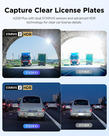 VIOFO A229 Plus Dash Cam Front and Rear, Dual STARVIS 2 Sensors, 2 Channel HDR, 1440P+1440P Voice Control Car Dash Camera, 5GHz Wi-Fi, Voice Control, Ultra-Precise GPS