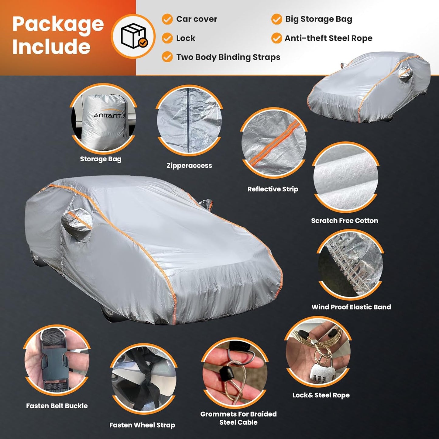 Waterproof Sport Car Cover, Super Lightweight Small Outdoor Car Cover Rain Car Covers for Automobiles All Weather Waterproof Fit Coupe 163" to 178"