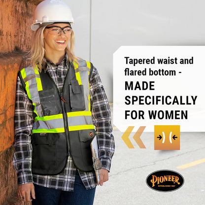 Pioneer Safety Vest for Women With Pockets - Hi-Vis Reflective Tape - For Construction