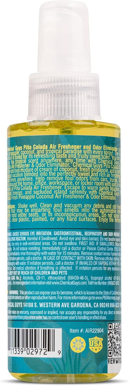 Chemical Guys AIR22916 Pina Colada Air Freshener and Odor Eliminator, (Great for Cars, Trucks, SUVs, RVs, Home, Office, Dorm Room & More) 16 fl oz