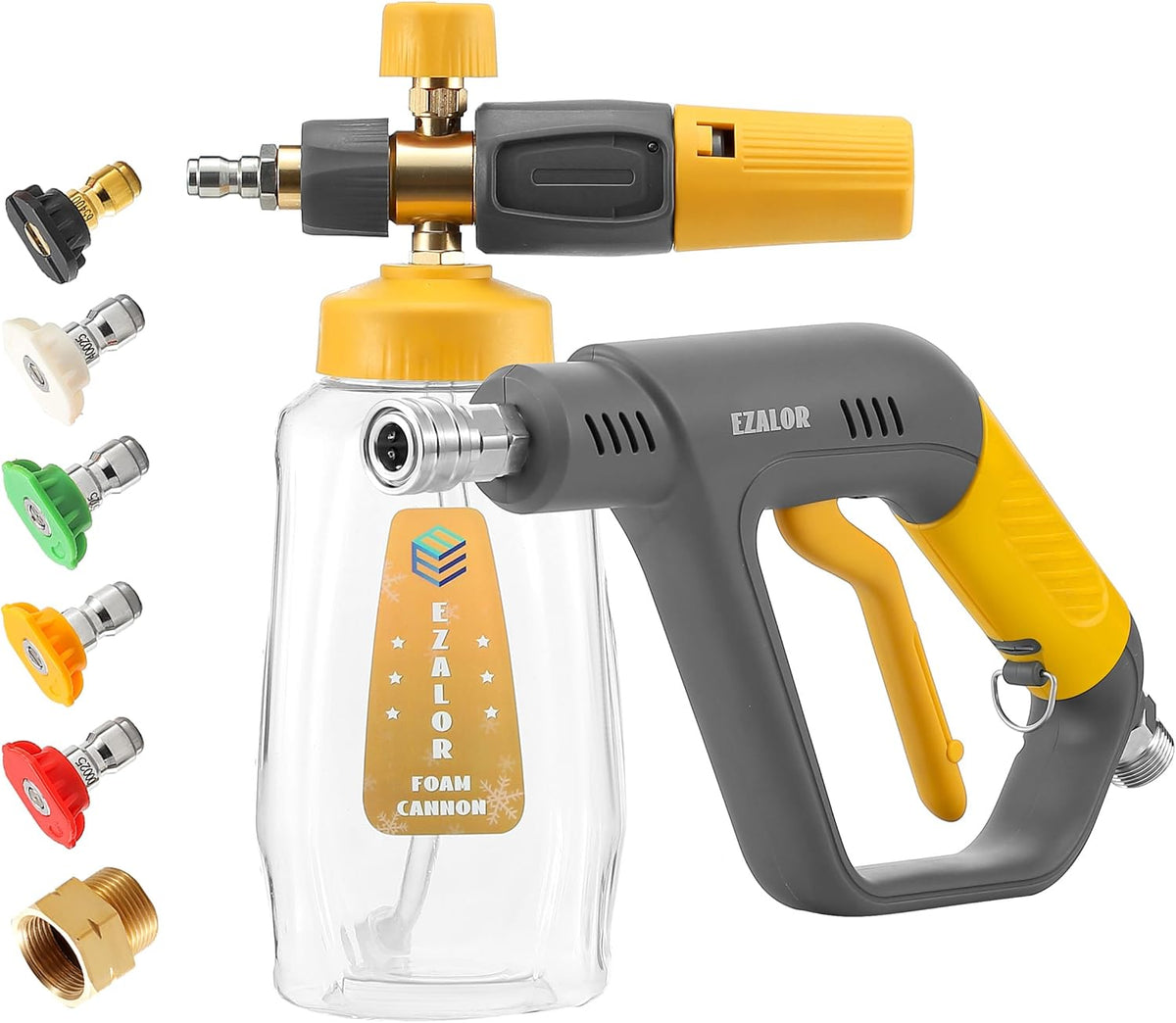 Pressure Washer Foam Cannon Gun Kit with Dual Connector Accessory, Foam Blaster for Car Washing, Double Tip Attachment & 5 Nozzle Tips, 1/4" Quick Connect, 4000 PSI