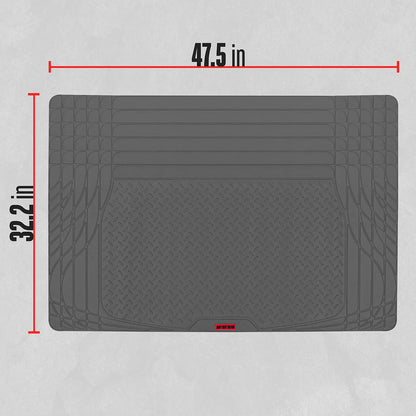 Motor Trend FlexTough 4-Piece Heavy Duty Floor Mats for Cars Trucks SUVs, Automotive Floor Mats Car Mats Full Set Front, Rear & Cargo, Trim-To-Fit Semi-Custom Deep Dish All Weather Rubber Mats - Black