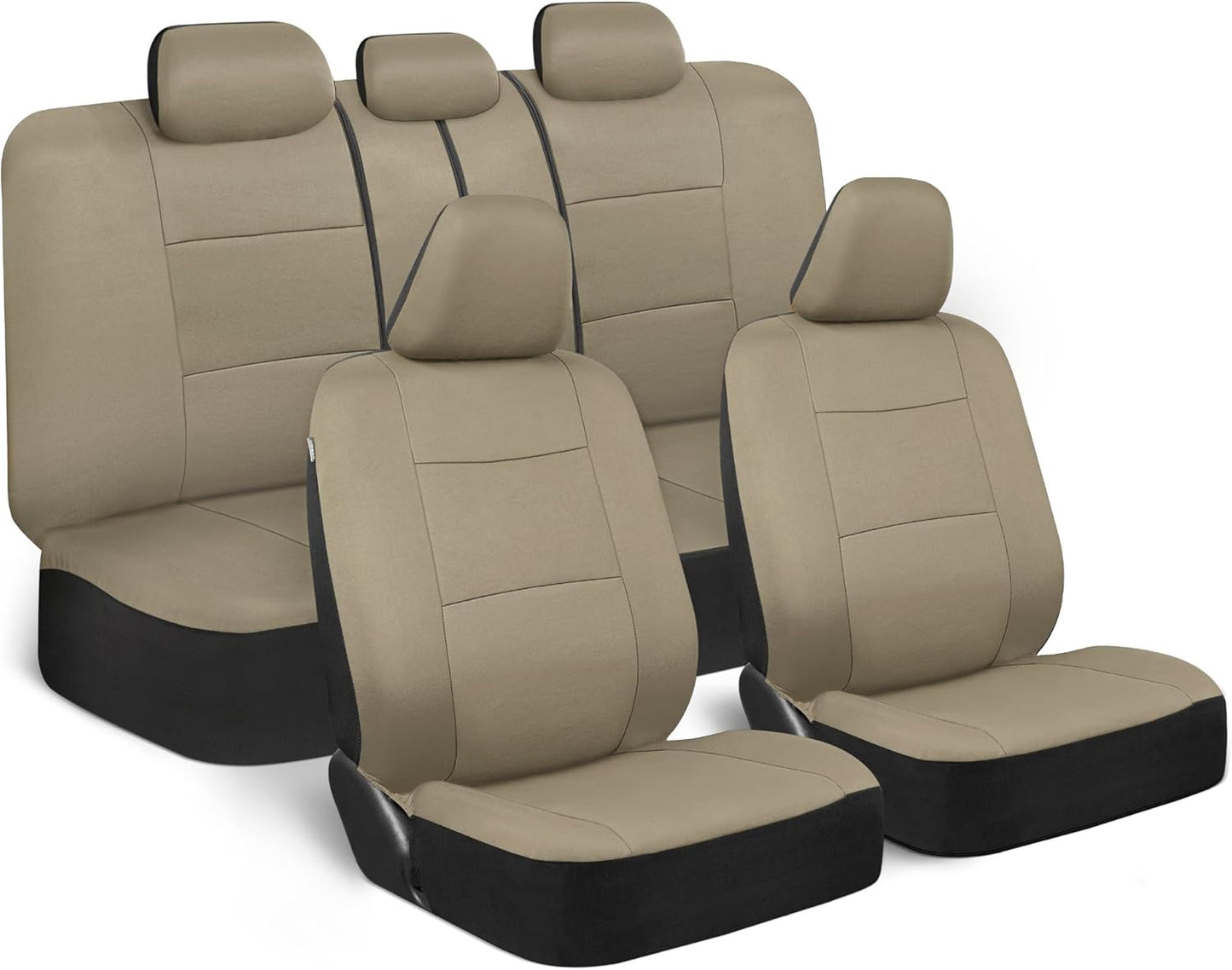 BDK PolyPro Car Seat Covers Full Set in Charcoal on Black – Front and Rear Split Bench for Cars, Easy to Install Cover Set, Accessories Auto Trucks Van SUV