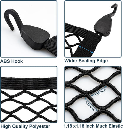 Elastic Cargo Net for SUV, Car Trunk Net Organizer with ABS Hook Storage Mesh Cargo Nets 27.5 x 19.6 inches for Truck Bed Tailgate Netting Accessories