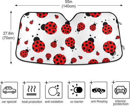 Black Leopard Car Windshield Sun Shade Animal Skin Print Foldable UV Ray Sun Visor Protector Sunshade to Keep Your Vehicle Cool (51" x 27.6")