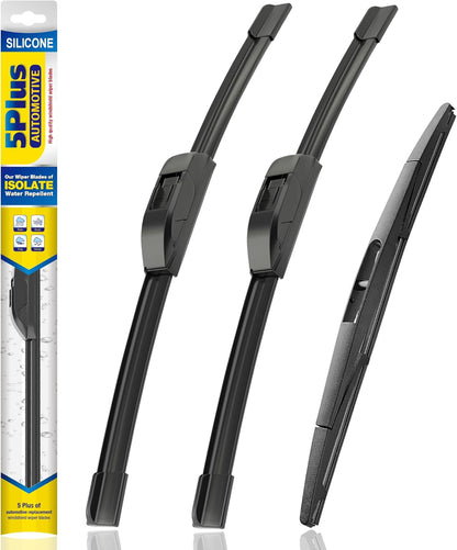 5 PLUS® Silicone Windshield Wipers Replacement for 2019-2024 Toyota RAV4/ 2006-2015 Mazda 5 Wiper Blades(Set of 3), Windshield Wiper Blades For My Car-26"/16"/12" - Colors C