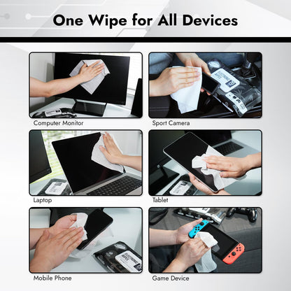 Air Jungles Electronic Wipes Screen Cleaner 70 Count, No Cloth Needed, XL 8"x10" Cleaning for LED Screen, TVs, Computer, Tablet, Phone, Laptops, Monitor, Smart Watch, Headphone and Gaming Equipment