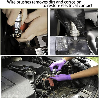 Battery Terminal Cleaner Kit, 12 Pcs Car Battery Cleaner Tool Set with Battery Post Brush, Wire Battery Terminal Brush, and Anti-Corrosion Fiber Washers for Car, Truck, RV & Marine Battery Cleaning