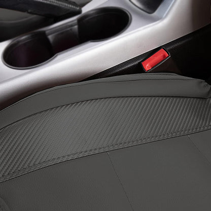Flying Banner Carbon Fiber Leather Vehicle Seat Covers, Leopard Gray Black, Universal Fit - 8PCS