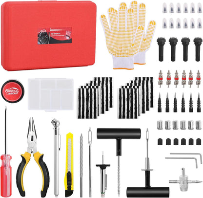 GOOACC Tire Repair Kit - 106pcs Heavy Duty Tire Plug Kit Flat Tire Puncture Repair Kit for Car, Motorcycle, ATV, UTV, RV, Tractor, Trailer
