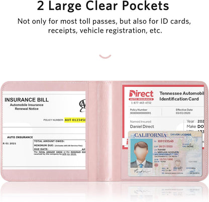 CoBak Car Registration and Insurance Holder - Men and Women Small Lightweight Vehicle Glove Box Car Organizer, Auto Truck Comparment Accessories Case for Essential Document, Driver License (Black)