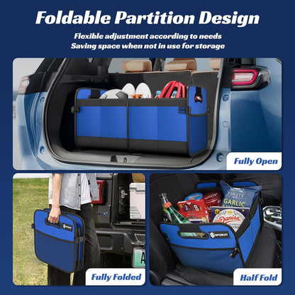 Sposuit Trunk Organizer for Car - 70L Collapsible Car Storage with 11 Pockets & Reinforced Handles, SUV Trunk Organizers for Grocery Cargo(Black)