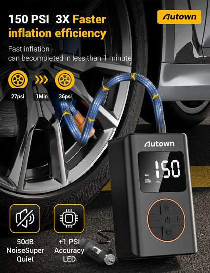 AUTOWN Flat Tire Repair Kit with Air Compressor 54 Pieces for Car, Motorcycle, ATV, Jeep, Truck, Tractor Flat Tire Repair (54PCS)
