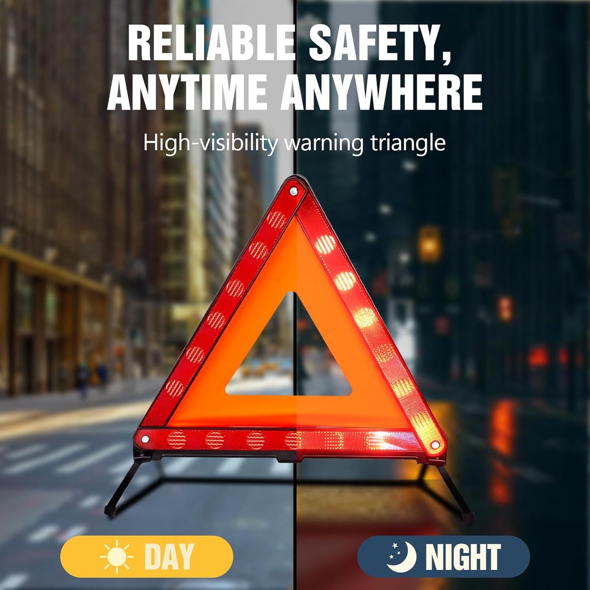 XOOL Emergency Warning Triangle Kit – Roadside Safety Kit with Reflective Warning Triangles, High-Visibility Safety Vests, Storage Bag & Gloves for Car Breakdowns & Emergencies