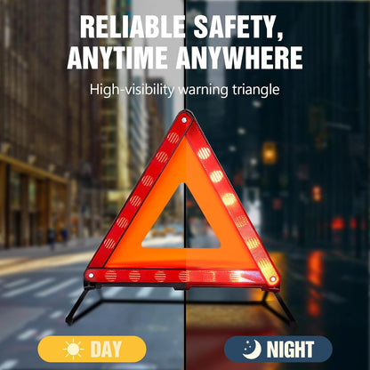 XOOL Emergency Warning Triangle Kit – Roadside Safety Kit with Reflective Warning Triangles, High-Visibility Safety Vests, Storage Bag & Gloves for Car Breakdowns & Emergencies