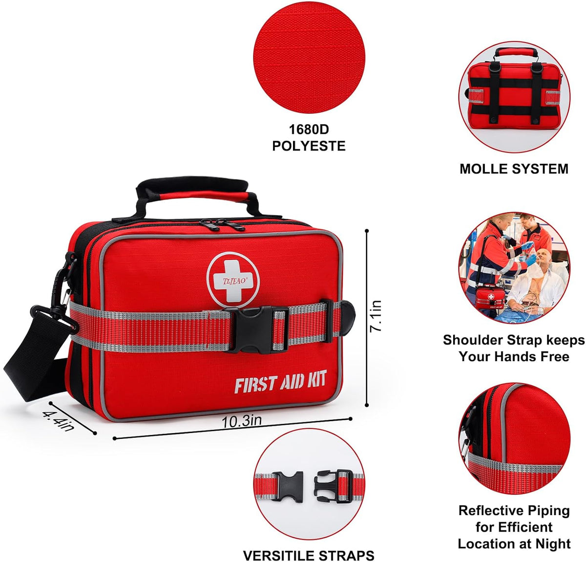 330 Piece First Aid Kit, Premium Waterproof Compact Trauma Medical Kits for Any Emergencies, Ideal for Home, Car, Travel, Camping, Hiking, Truck, Office, Sports (Medium)