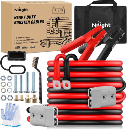 Nilight Jumper Cables for Car Battery 8 Gauge 12 FT Booster Cable Heavy Duty 250 A CCA with Carrying Bag Jump Start Emergency Kit Pickup Vans SUV Sedan Motorcycle