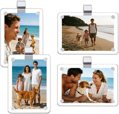 2 Pack Magnetic Car Visor Photo Holder – Personalized Acrylic Clip for Family, Pets, Travel Pictures – Easy Snap-On Car Accessory for Sun Visor (2 Pack, 2.4''x3.5'')