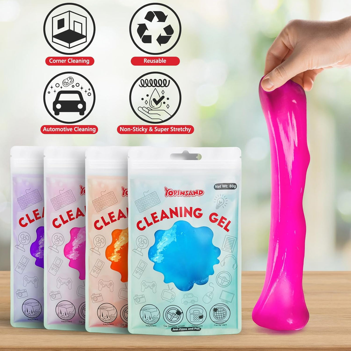 YOPINSAND Car Cleaning Gel, 2 Pack Car Cleaning Putty, Universal Auto Deatiling Tools, Reusable Interior Cleaner for Car Keyboard Air Vent, Car Slime Cleaner Dust Cleaning Gel