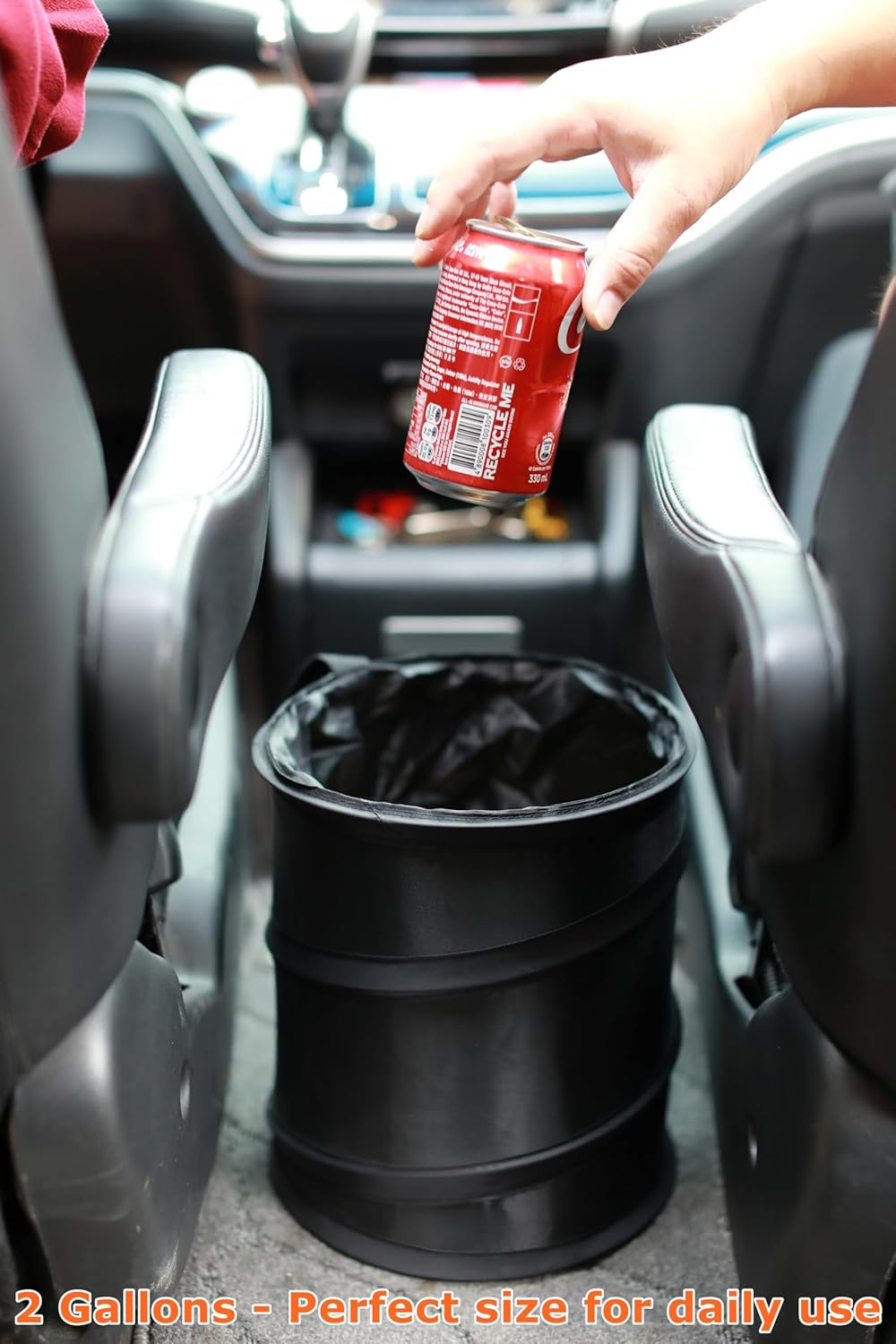 Ginsco 4 Gallons New Leakproof Car Trash Can, Large Trash Can Pop-up Collapsible Hanging Car Trash Bin, Waterproof PEVA Liner Open-Top Garbage Can for Cars Home Office Camping