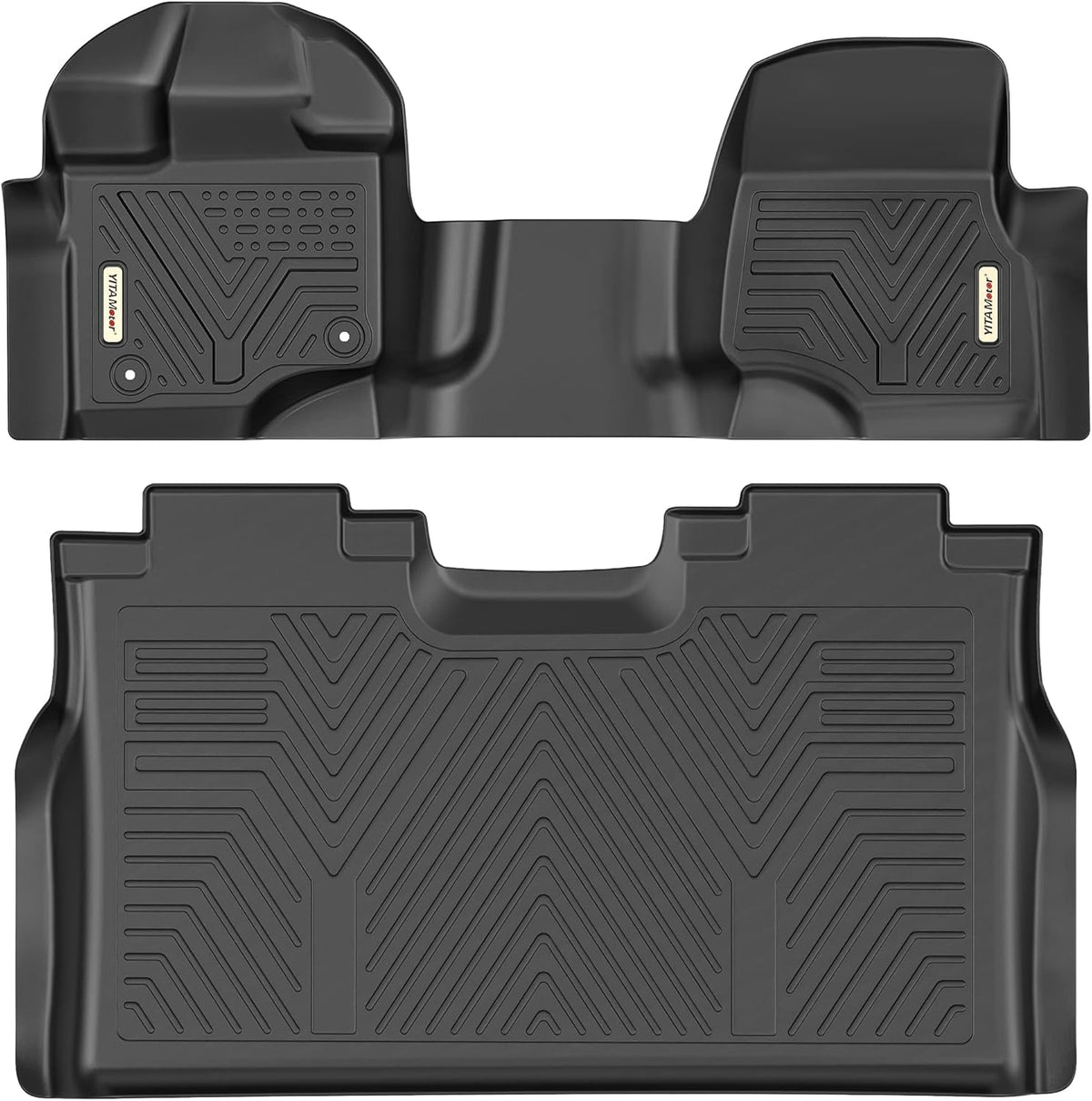YITAMOTOR Floor Mats Fit for Ford F250/F350/F450/F550 2017-2026 Super Duty Crew Cab | Front Bucket Seat | Rear W/Fold-Flat Storage | Carpet Floor, 1st & 2nd Row TPE All Weather Protection