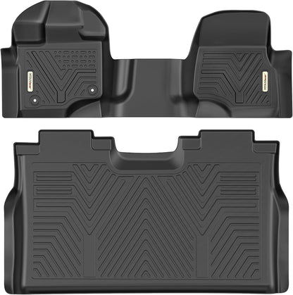 YITAMOTOR Floor Mats Fit for Ford F250/F350/F450/F550 2017-2026 Super Duty Crew Cab | Front Bucket Seat | Rear W/Fold-Flat Storage | Carpet Floor, 1st & 2nd Row TPE All Weather Protection