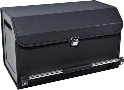 XCF Car Trunk Organizer, Leather Trunk Organizer for SUV with Lid and Sturdy Handle Car Storage Organizer (Black, 20.47 x 11.42 x 12.2in)