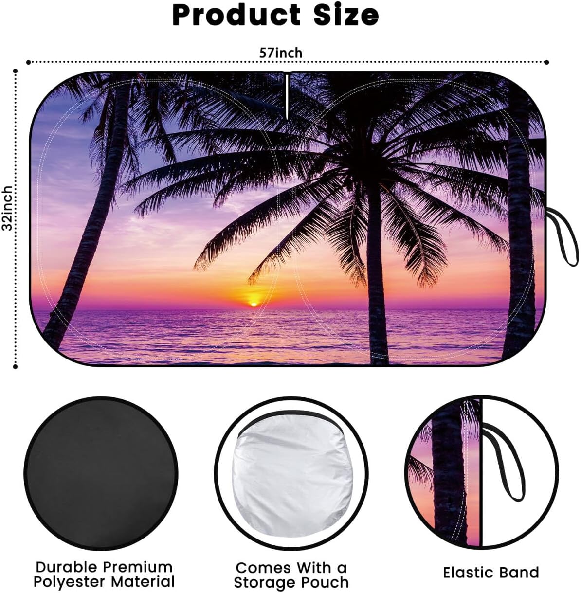 Iridescent Sun Shade for Car Windshield, Foldable Universal Car Windshield Upgrade Sunshade Enhanced UV Rays Reflective Sun Visor Shade Keeps Vehicle Cool
